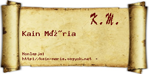 Kain Mária névjegykártya